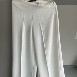ZaRa White Wide-Leg Trousers